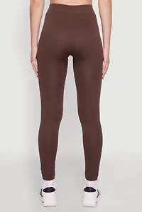 Womens Trendy Rib Knit High Waisted Leggings, Brown, Size L