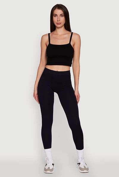 Womens Trendy Rib Knit High Waisted Leggings,