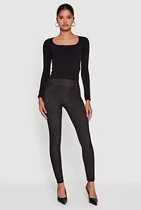 Womens Fleece Lined High Waisted Jeggings, Black, Size S-M