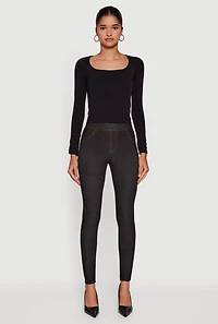 Womens Fleece Lined High Waisted Jeggings, Black, Size S-M
