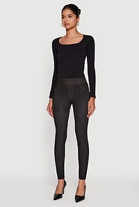 Womens Fleece Lined High Waisted Jeggings, Black, Size S-M
