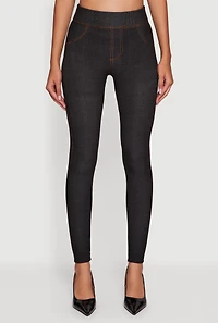 Womens Fleece Lined High Waisted Jeggings, Black, Size S-M