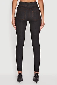 Womens Fleece Lined High Waisted Jeggings, Black, Size S-M