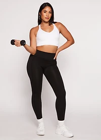 Womens Decorative Stitch Seamless Leggings, Black, Size S-M