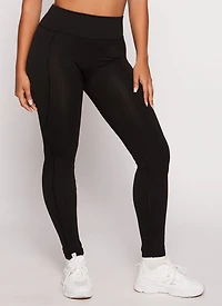 Womens Decorative Stitch Seamless Leggings, Black, Size S-M