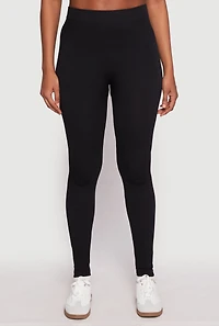 Womens Seamless Ribbed Knit High Waist Leggings, Black, Size L-XL