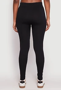 Womens Seamless Ribbed Knit High Waist Leggings, Black, Size L-XL