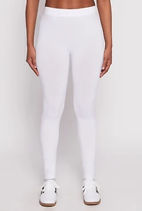 Womens Seamless Basic High Waist Leggings, White, Size S-M