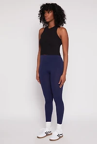 Womens Seamless Basic High Waist Leggings, Blue, Size S-M
