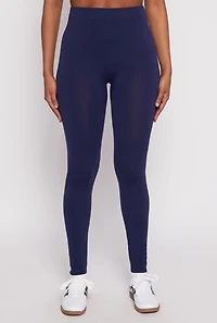 Womens Seamless Basic High Waist Leggings, Blue, Size S-M