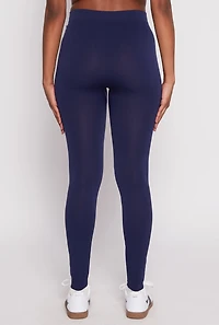 Womens Seamless Basic High Waist Leggings, Blue, Size S-M