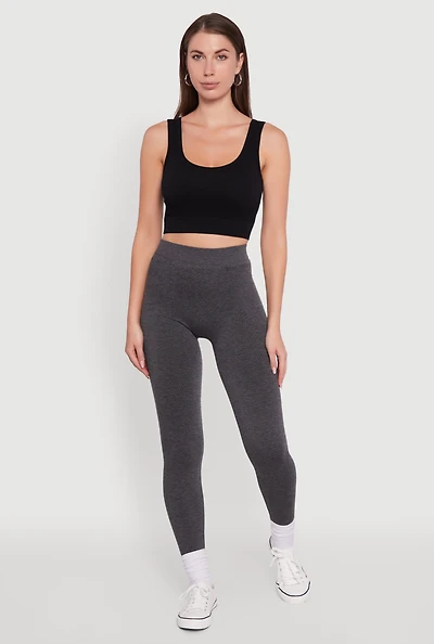 Womens High Waisted Terry Cloth Leggings, Grey, Size S-M