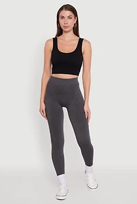 Womens High Waisted Terry Cloth Leggings, Grey, Size S-M