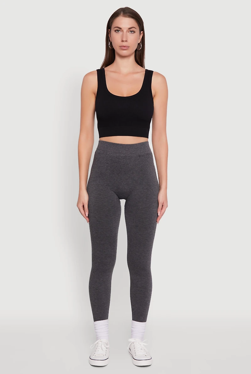 Womens High Waisted Terry Cloth Leggings, Grey, Size S-M