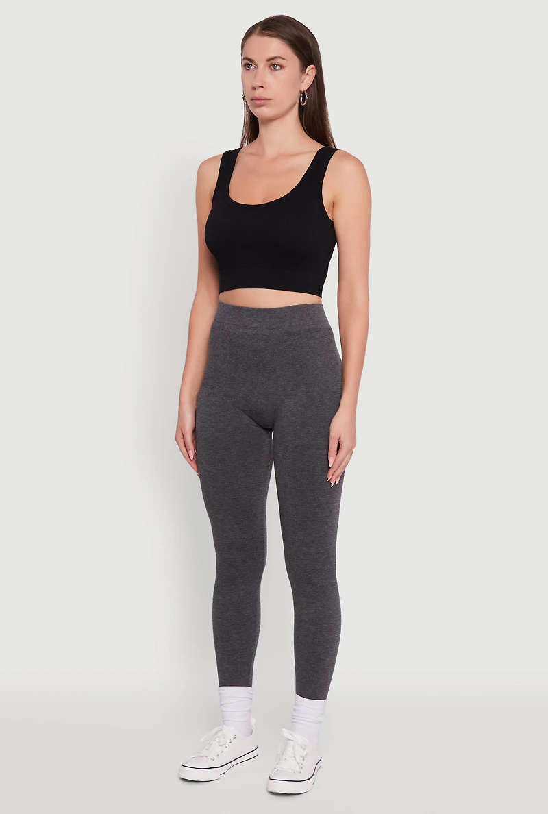 Womens High Waisted Terry Cloth Leggings, Grey, Size S-M