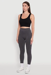 Womens High Waisted Terry Cloth Leggings, Grey, Size S-M