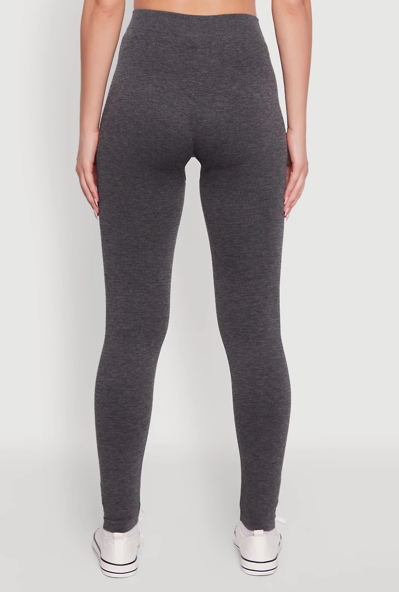 Womens High Waisted Terry Cloth Leggings, Grey, Size S-M