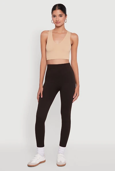 Womens High Waisted Terry Cloth Leggings, L-XL