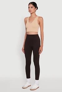 Womens High Waisted Terry Cloth Leggings, L-XL