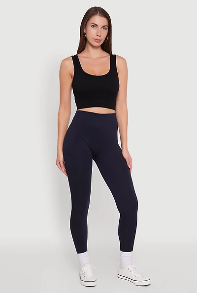 Womens High Waisted Terry Cloth Leggings, S-M