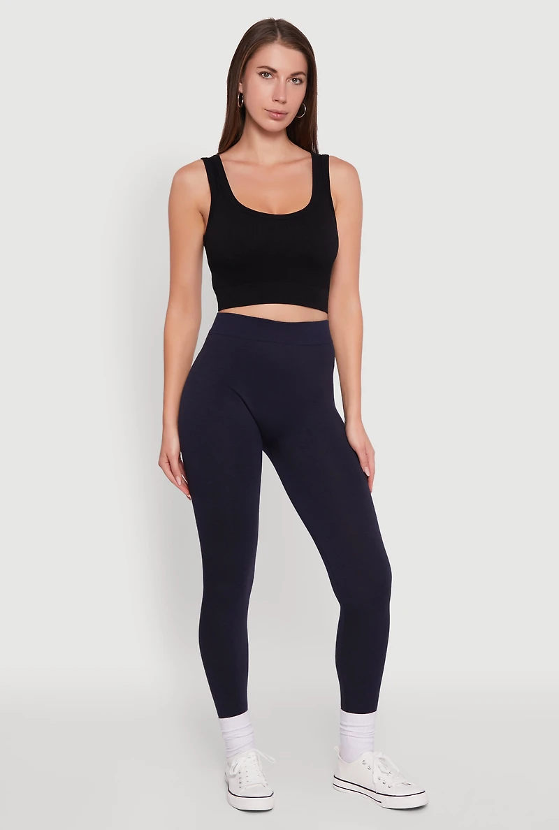 Womens High Waisted Terry Cloth Leggings, Blue, Size S-M