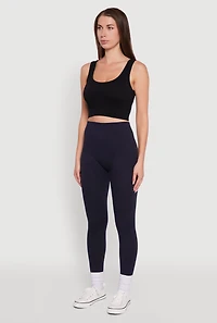 Womens High Waisted Terry Cloth Leggings, Blue, Size S-M