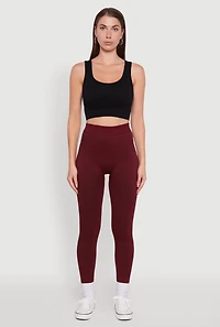 Womens High Waisted Terry Cloth Leggings, Burgundy, Size L-XL