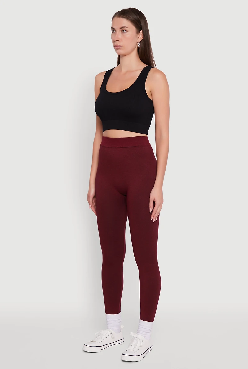 Womens High Waisted Terry Cloth Leggings, S-M