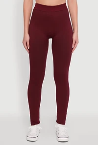 Womens High Waisted Terry Cloth Leggings, Burgundy, Size L-XL