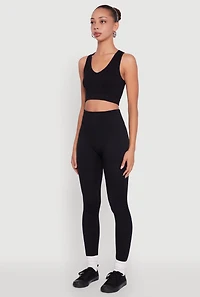 Womens High Waisted Basic Fleece Lined Leggings, Black, Size L-XL