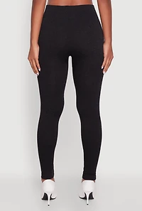 Womens Marled High Waisted Fleece Lined Leggings, Black, Size S-M
