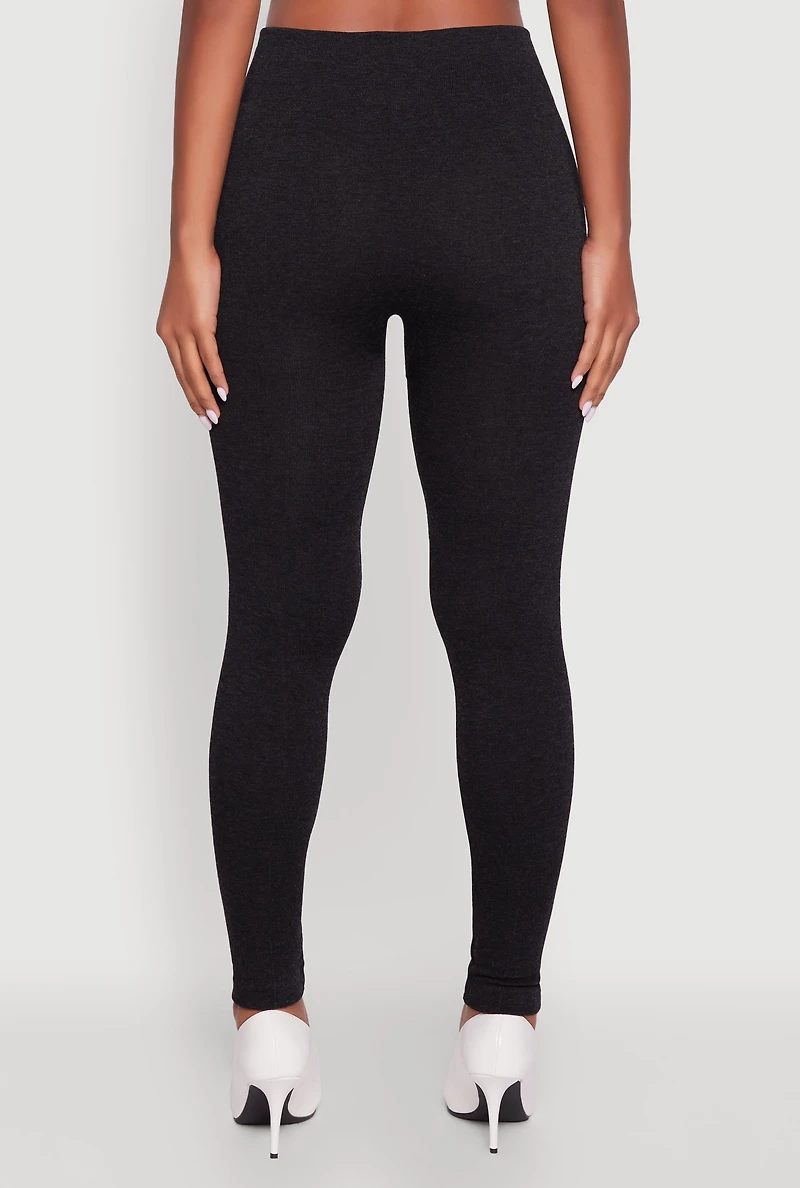 Womens Marled High Waisted Fleece Lined Leggings,