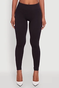 Womens Marled High Waisted Fleece Lined Leggings, Brown, Size L-XL