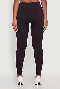 Womens Marled High Waisted Fleece Lined Leggings, Brown, Size L-XL