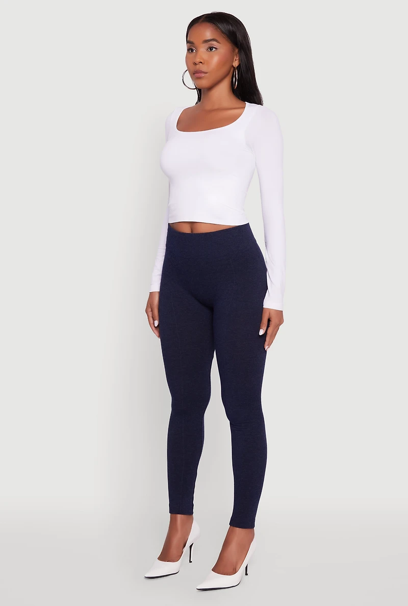 Marled High Waisted Fleece Lined Leggings