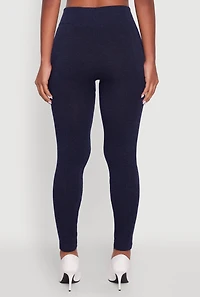 Womens Marled High Waisted Fleece Lined Leggings, Blue, Size L-XL