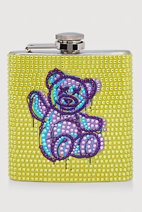 Rhinestone Graffiti Bear Flask, Yellow