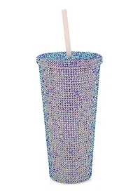 Iridescent Rhinestone 22oz Tumbler, Purple