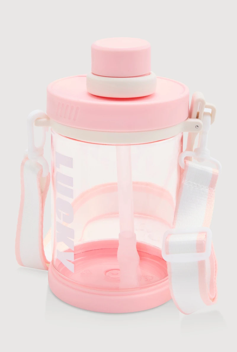 Lucky Graphic Clear Water Bottle, Pink