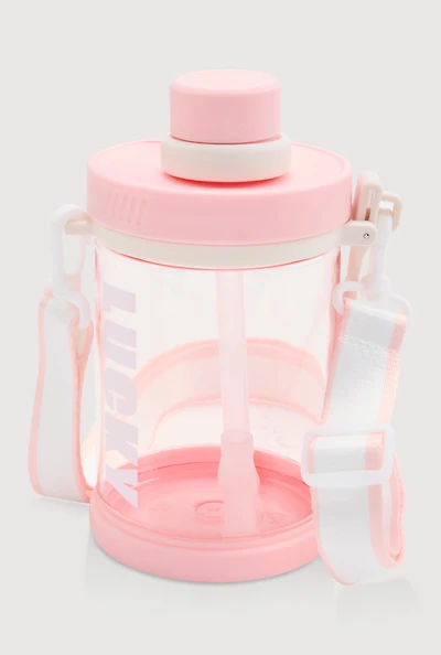 Lucky Graphic Clear Water Bottle, Pink