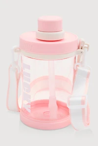 Lucky Graphic Clear Water Bottle, Pink