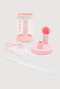 Lucky Graphic Clear Water Bottle, Pink