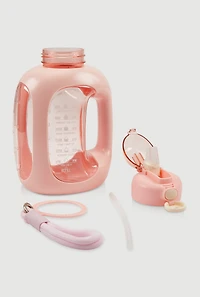 Motivational Flip Straw Water Bottle, Pink