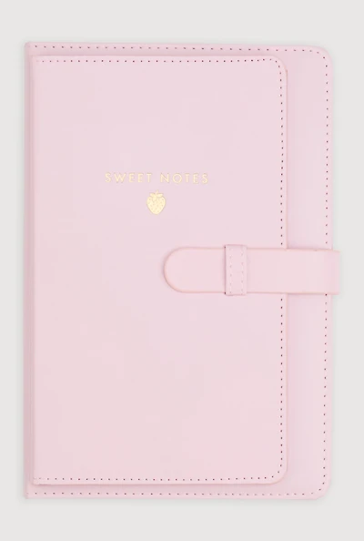 Sweet Notes Embossed Faux Leather Journal, Pink