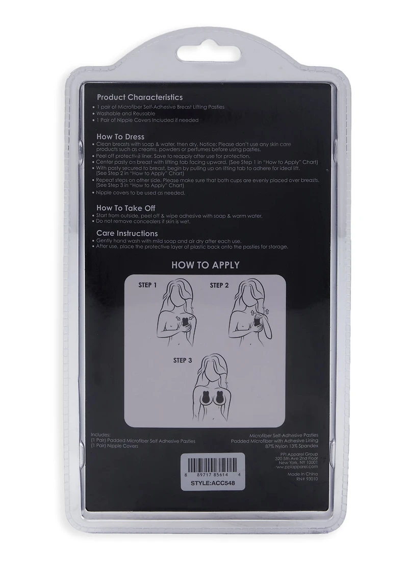 Womens Nude Adhesive Microfiber Lifting Pasties, Beige, Size L-XL