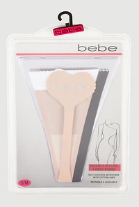 Womens Bebe Self-Adhesive Microfiber Thong 2 Pack, Multi, Size L-XL
