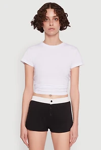 Womens Trendy Ribbed Knit Sleep Shorts, XL