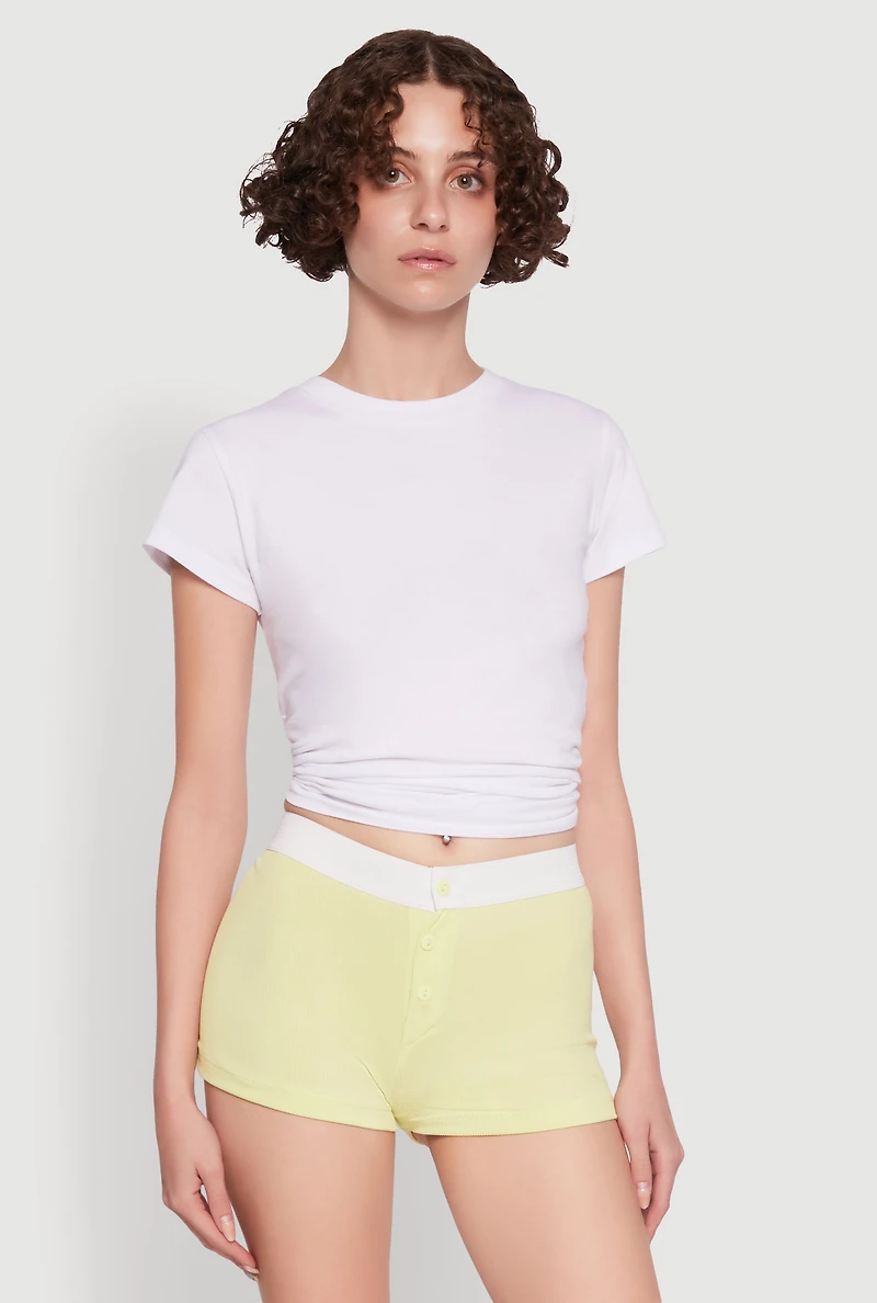 Trendy Ribbed Knit Sleep Shorts