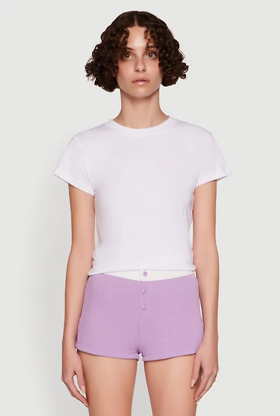 Womens Trendy Ribbed Knit Sleep Shorts,