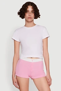 Womens Trendy Ribbed Knit Sleep Shorts,